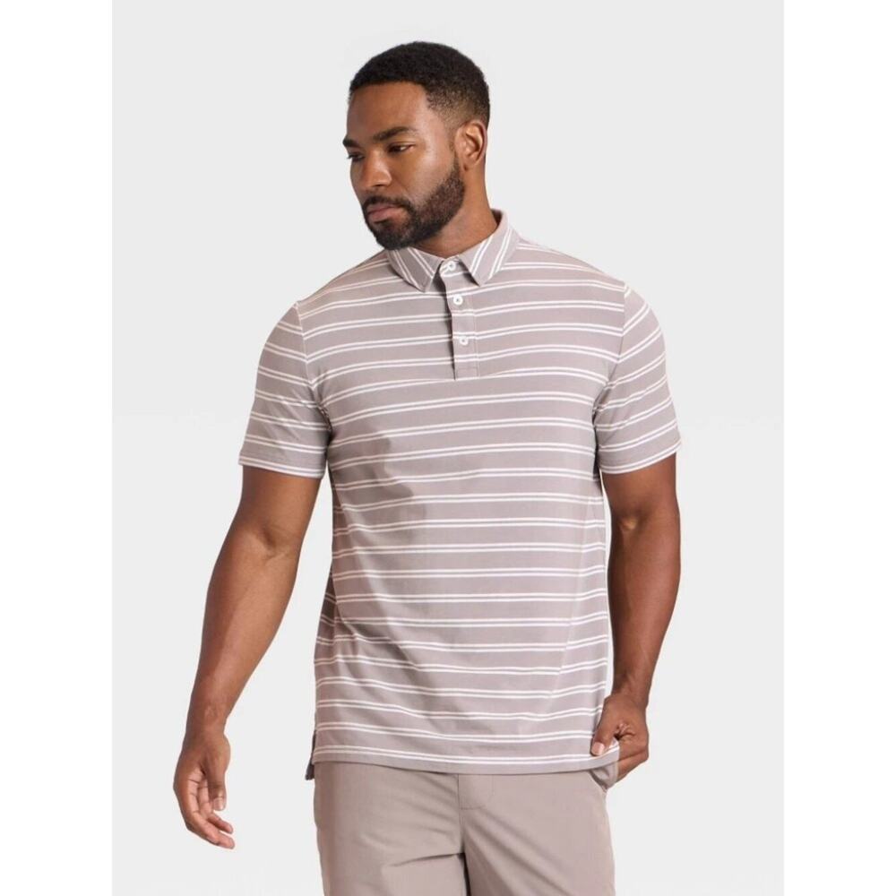 Men's Comfort Wear Striped Polo Shirt - Goodfellow & Co Gray L